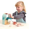 Drevený kávovar Cappuccino Babyccino Maker Tender Leaf Toys s dvoma šálkami a keksíky s mliekom