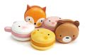 Drevené sladké makrónky Animal Macarons Tender Leaf Toys kuriatko, medveď, zajac, líška a prasiatko od 2 rokov