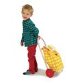 Nákupný vozík z textilu Shopping Trolley Yellow Tender Leaf Toys s drevenou konštrukciou