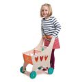 Drevený nákupný vozík Shopping Cart Tender Leaf Toys s textilnou priehradkou
