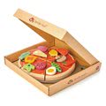 Drevená Pizza Party Tender Leaf Toys so 6 chrumkavými dielmi a 12 potravinami