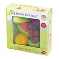 Drevené ovocie Fruity Crate Tender Leaf Toys 6 kusov v textilnom košíku