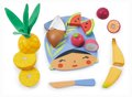 Drevená doska s tropickým ovocím Tropical Fruit Chopping Board Tender Leaf Toys s nožom na krájanie od 24 mes