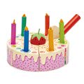 Drevená torta s jahodou Rainbow Birthday Cake Tender Leaf Toys 6 kúskov so 6 sviečkami