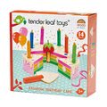 Drevená torta s jahodou Rainbow Birthday Cake Tender Leaf Toys 6 kúskov so 6 sviečkami