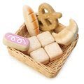 Drevený košík s pekárskymi výrobkami Bread Basket Tender Leaf Toys chlieb a rohlíky