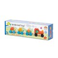 Drevený skladací vláčik Happy Train Tender Leaf Toys 14-dielna súprava s 3 vozňami a geometrickými tvarmi od 18 mes
