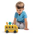 Drevené žlté auto Animal Taxi Tender Leaf Toys 3 zvieratká so zvukmi od 18 mes