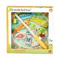 Drevený magnetický rybár Pond Dipping Tender Leaf Toys s udicou a 8 magnetických zvierat pri rybníku