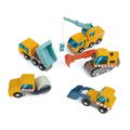 Drevené pracovné autá Construction Site Tender Leaf Toys valec bager nákladné auto nakladač a žeriav