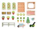 Drevený skleník Greenhouse and Garden Set Tender Leaf Toys s otváracou strechou a 9 druhov zeleniny pre bábiku