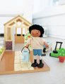 Drevený skleník Greenhouse and Garden Set Tender Leaf Toys s otváracou strechou a 9 druhov zeleniny pre bábiku