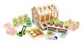 Drevený skleník Greenhouse and Garden Set Tender Leaf Toys s otváracou strechou a 9 druhov zeleniny pre bábiku
