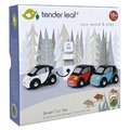 Drevené elektromobily Smart Car Set Tender Leaf Toys s nabíjacou stanicou a 3 autíčkami od 18 mes