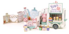 Drevené autíčko s mliečnym barom Kitty´s Milkshake Van Tender Leaf Toys s 3 figúrkami mačičiek