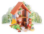 Drevené hniezdo Robin’s Nest Box Tender Leaf Toys s figúrkami vtáčikov a vajíčkom