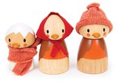 Drevené hniezdo Robin’s Nest Box Tender Leaf Toys s figúrkami vtáčikov a vajíčkom