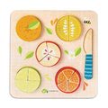 Drevené puzzle ovocie Citrus Fractions Tender Leaf Toys 16 dielov na krájanie nožom od 18 mes