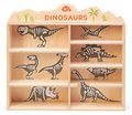 Drevené prehistorické zvieratá na poličke 8 ks Dinosaurs set Tender Leaf Toys 