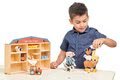 Drevené domáce zvieratká na poličke 39 ks Farmyard set Tender Leaf Toys 