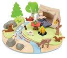 Drevené táborisko so stanom a ohniskom Wildlife Camping Playset Tender Leaf Toys s figúrkami zvieratiek