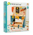 Drevená dielňa s robotom Table top Tool Bench Tender Leaf Toys s náradím a stavebnicou