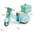 Drevené odrážadlo Donáška jedla Delivery Scooter Tender Leaf Toys s gumenými kolesami a plátená taška od 24 mes