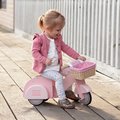 Drevené odrážadlo s prúteným košíkom Scooter with Basket Tender Leaf Toys ružové s gumenými kolesami od 24 mes