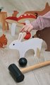Drevená sada na kroket Woodland Indoor Croquet Set Tender Leaf Toys 2 palice s loptičkami a 6 bránok v tvare zvieratiek v plátenej taške