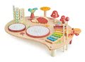 Drevený hudobný stôl Musical Table Tender Leaf Toys s bubnami xylofónom píšťalkou