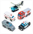 Drevené záchranárske vozidlá Emergency Vehicles Tender Leaf Toys 5 druhov autíčok
