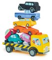 Drevené stohovateľné autíčka Stacking Cars Tender Leaf Toys 7 druhov autíčok pre rozvoj jemnej motoriky od 18 mes
