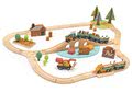 Drevená vláčikodráha v borovicovom lese Wild Pines Train set Tender Leaf Toys s vlakom a autami zvieratká s prírodou