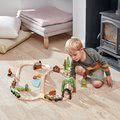 Drevená vláčikodráha v borovicovom lese Wild Pines Train set Tender Leaf Toys s vlakom a autami zvieratká s prírodou